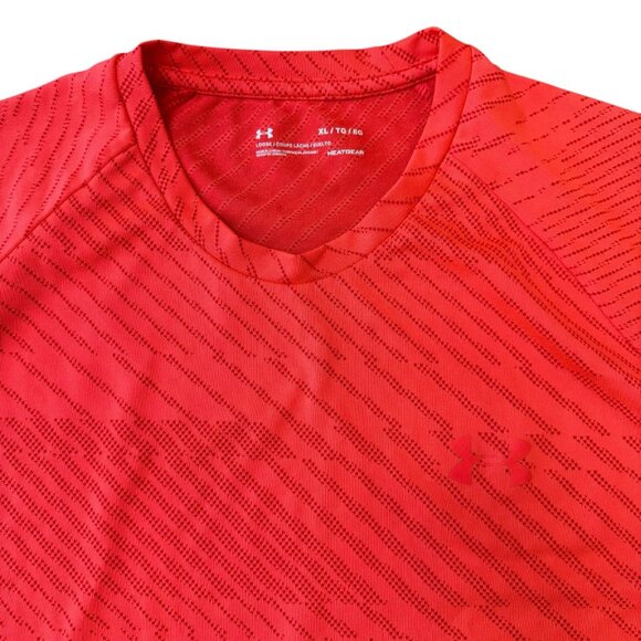 Under Armour T-shirt Velocity 2.0 Jacquard Mens XL  Training Gym Neon Orange - Picture 2 of 6